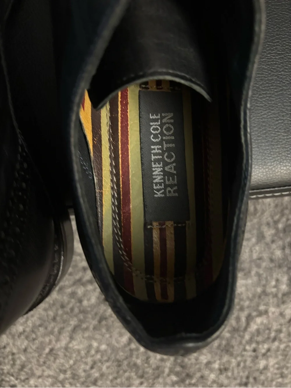 Kenneth Cole Black Leather Oxfords with Yellow Laces
